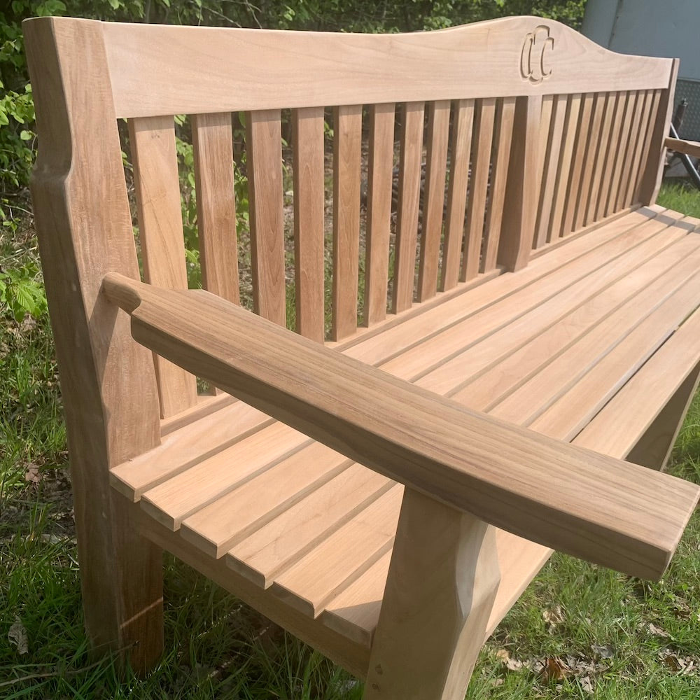  Custom made bench with flat arms made by Teakunique