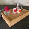 Teakunique Teak Serving Tray with Coffee pot, coffee mugs and small vase