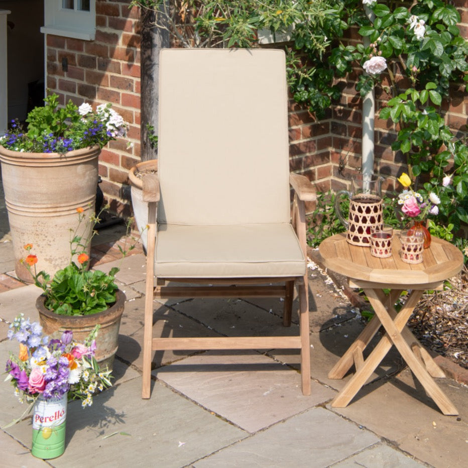 
                  
                    Teakunique's redesigned Borneo recliner with stone cushionn
                  
                