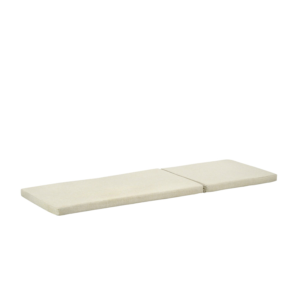 
                  
                    One lounger cushion, in oatmeal colour, lying flat to show the thickness and shape of the cushions, on white background
                  
                