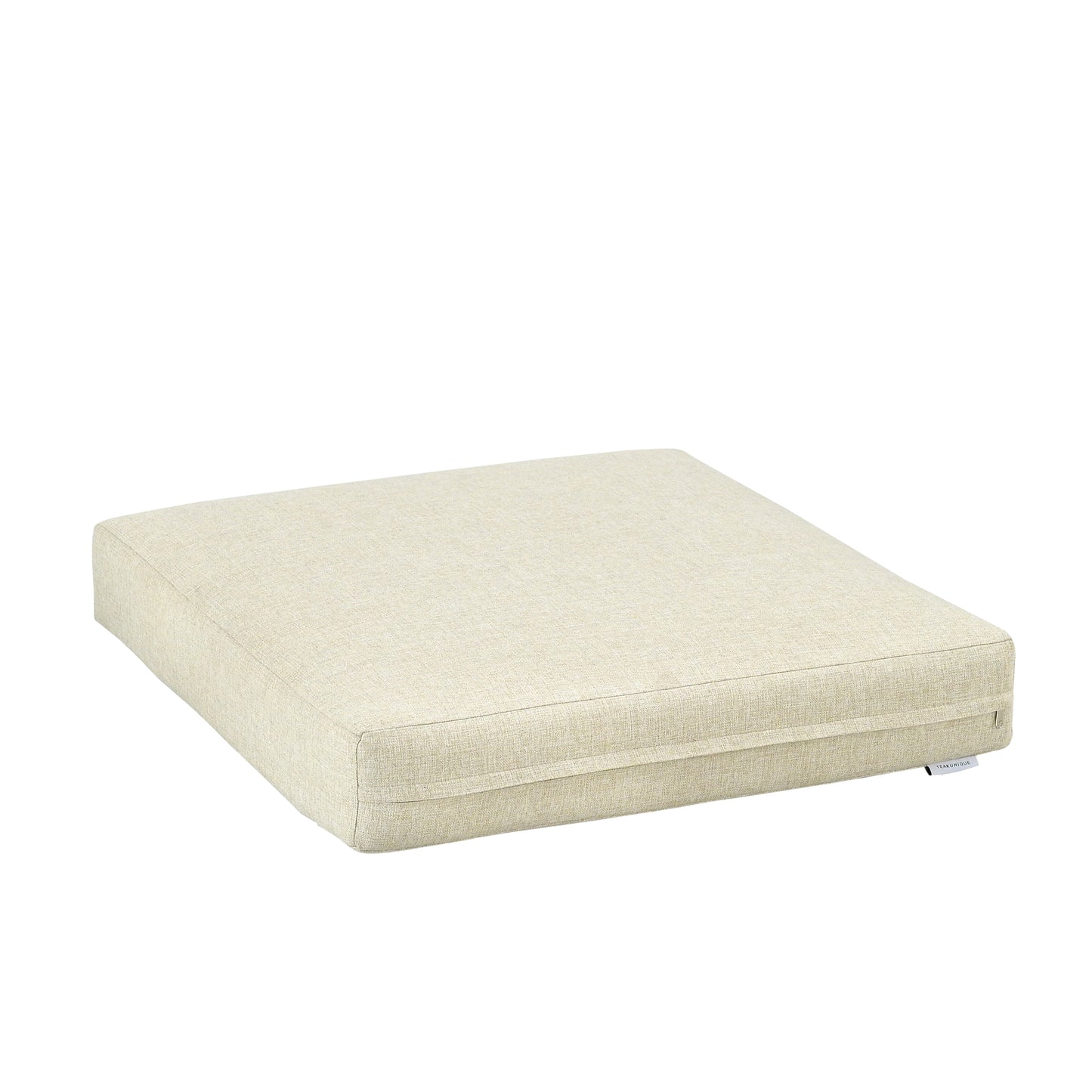 Beige cushion with zip on a white background