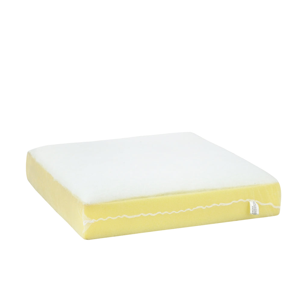 
                  
                    Inner cushion, yellow and white colours, for chair seat pad, on white background 
                  
                