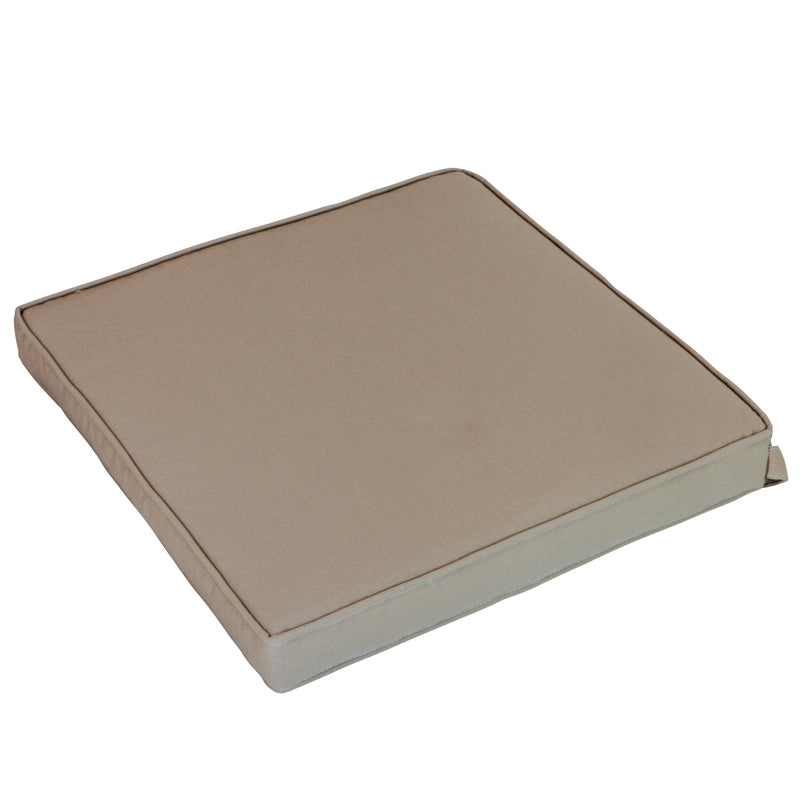 A medium-sized square seat pad, in stone colour, on white background.