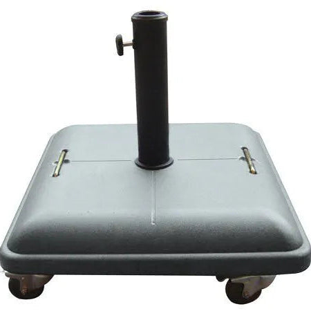 Concrete parasol base with wheels on white background