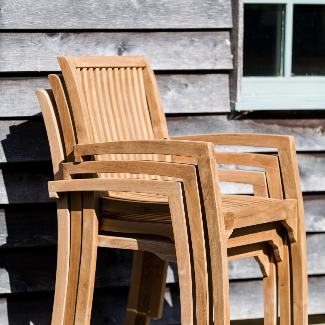  Flores Stacking Carver Teak Chairs