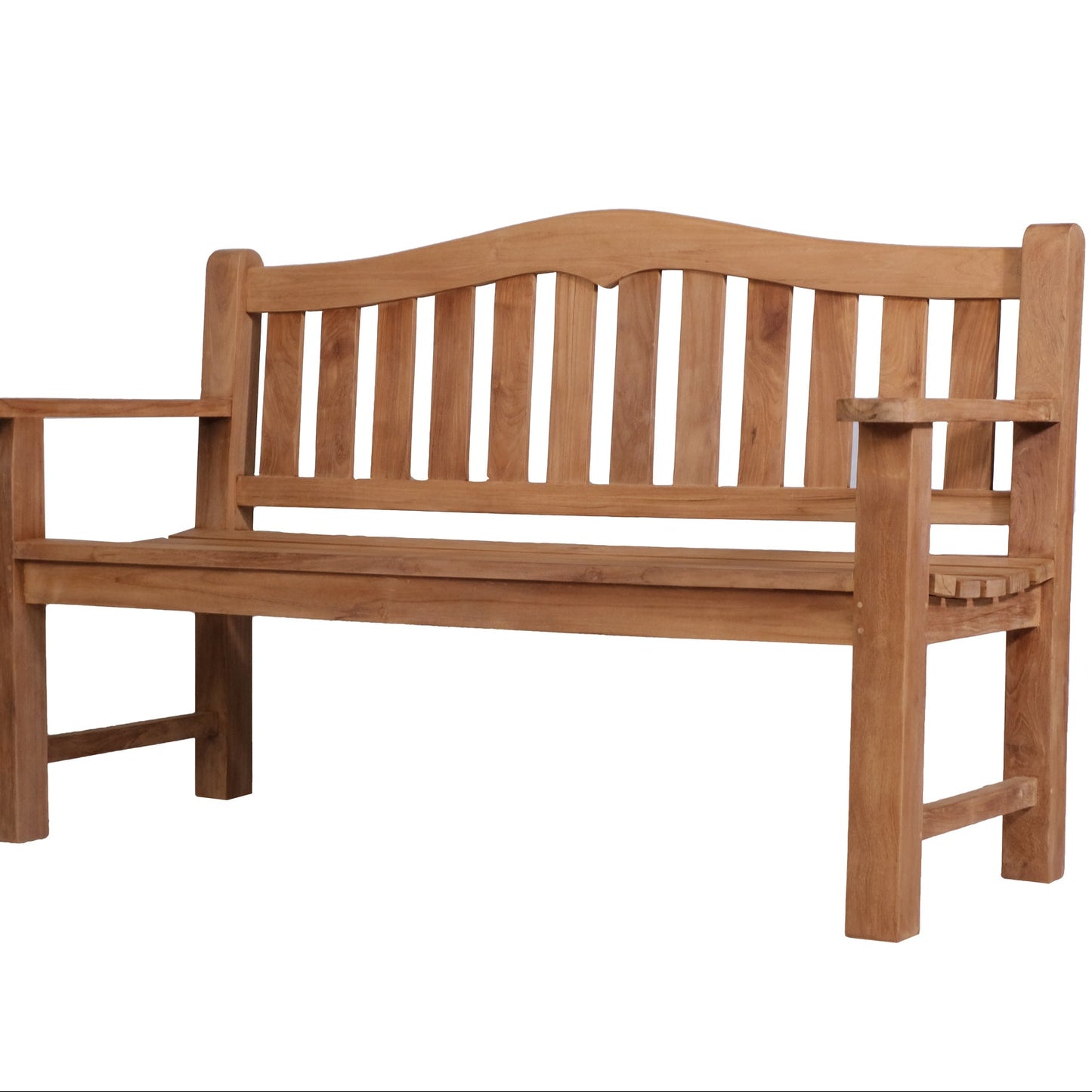 Teak wooden bench on a white background