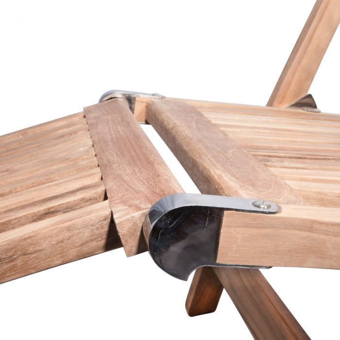 
                  
                    Close up of hardware used for teak reclining chair 
                  
                