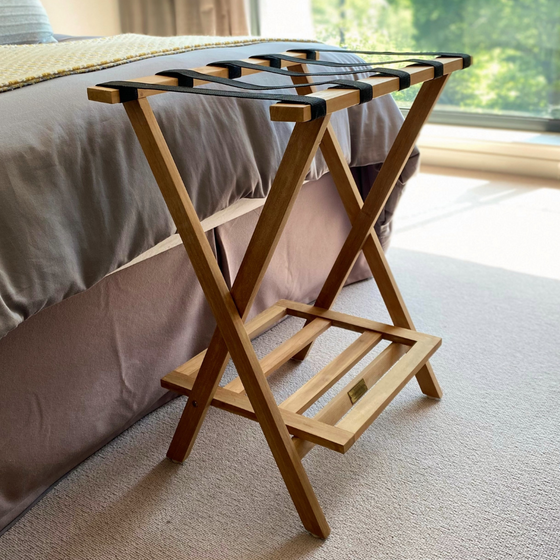 Folding Luggage Rack with Shoe Shelf