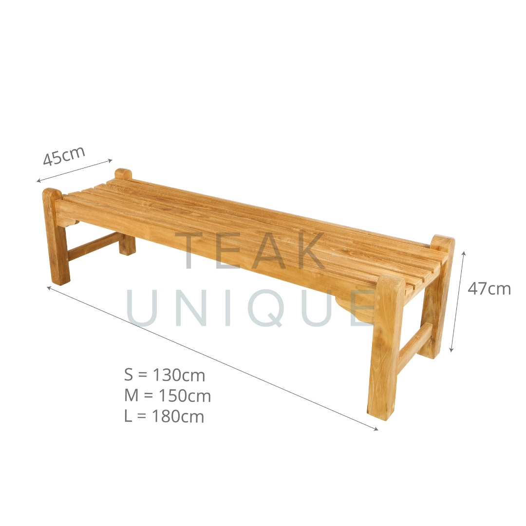 Komodo Backless Teak Bench Teak Garden Furniture Teakunique