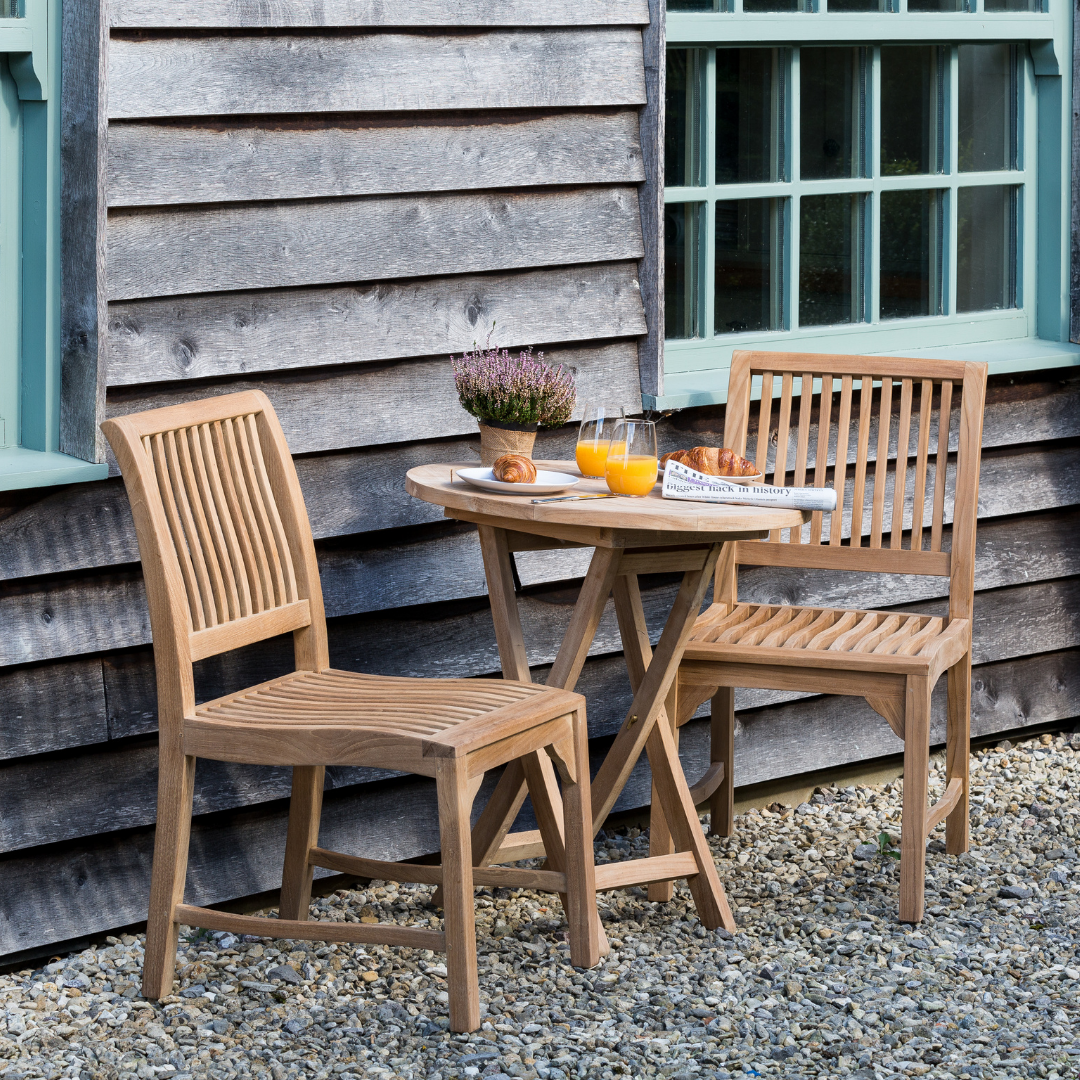 Teakunique's Teak Bali Dining Chair with small Jasmine table