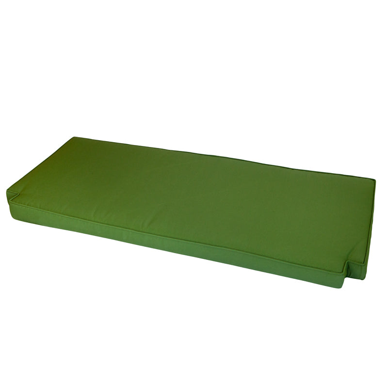 
                  
                    A green bench cushion, designed to fit on a bench, on a white background
                  
                