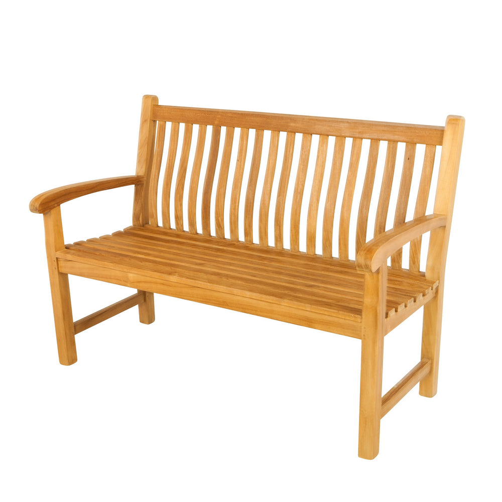 
                  
                    A teak garden bench on a white background
                  
                